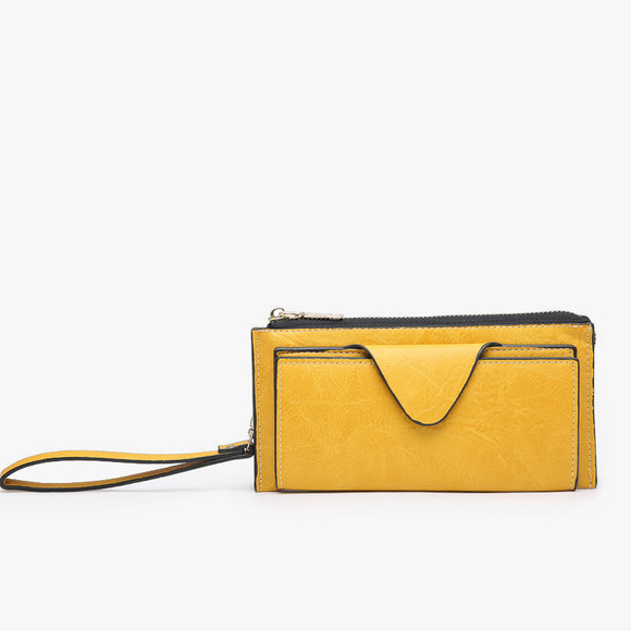 Kyla RFID Snap Closure Wallet Wristlet Mustard Yellow - Picture 1 of 5